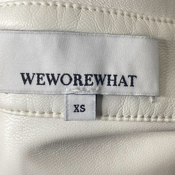 WeWoreWhat | Vegan Leather Boyfriend Shirt in Ivory Size XS