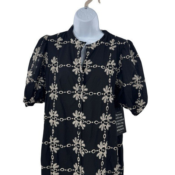 Tuckernuck NEW Black Eyelet Lewis Puff Sleeve Embroidered Maxi Dress Size S