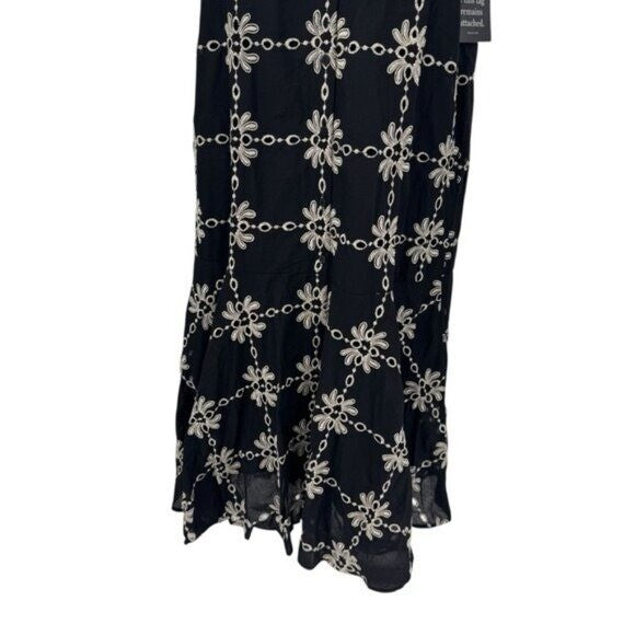 Tuckernuck NEW Black Eyelet Lewis Puff Sleeve Embroidered Maxi Dress Size XS