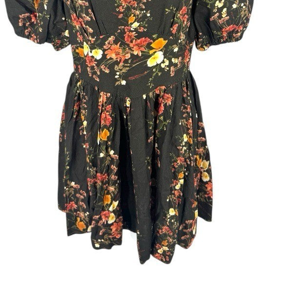 SAYLOR NEW Roseanne Puff Sleeve Floral Bohemian Feminine Classic Mini Dress S