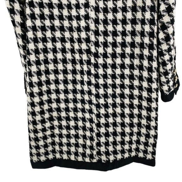 Pomander Place | NEW Coco Tweed Houndstooth Bow Mini Dress Black White Size XL