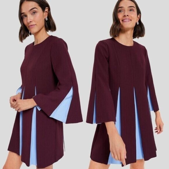Tuckernuck NEW Merlot Griffiths Bell Long Sleeve Colorblock Mini Dress Size XS