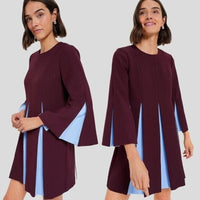 Tuckernuck NEW Merlot Griffiths Bell Long Sleeve Colorblock Mini Dress Size XS