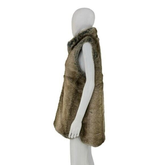 Tuckernuck NEW Faux Fur Reversible Full Zip Baker Brown Tan Vest Size M