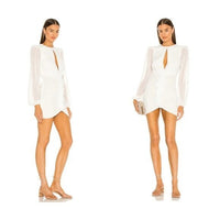 NBD NEW Arijana Cut Out Formal Party Long Sleeve Mini Dress in White Size S