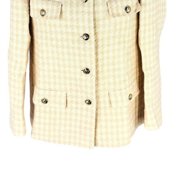 Anine Bing NEW Janet Tweed Houndstooth Pink Ivory Blazer Jacket Size XS