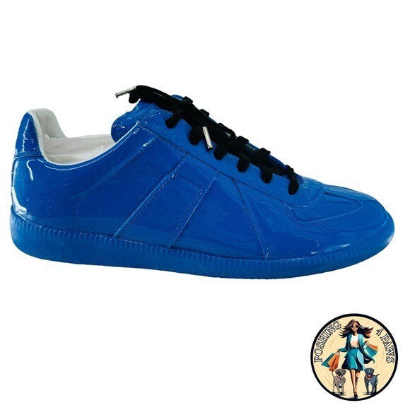 Maison Margiela Replica Patent Leather Low Top Sneaker Dazzling Blue Size 40 NIB