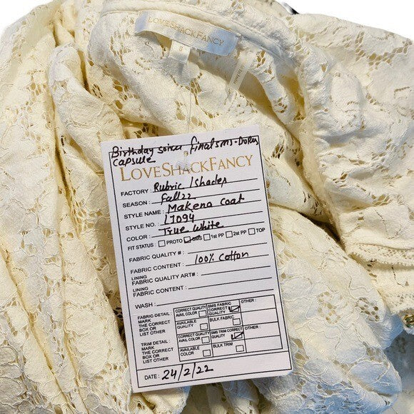 LoveShackFancy NEW Makena RARE Lace Peter Pan Cape Overcoat Ivory Womens Size S