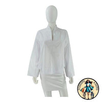 Pomander Place NEW White Norella V Neck Flared Bell Sleeve Blouse Size XS