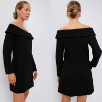 Pomander Place NEW Black Ponte Remington Off the Shoulder Blazer Dress Size 4