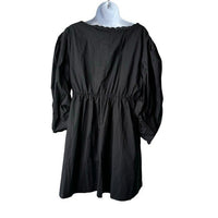 Pomander Place NEW Black Jenny Corset Puff Sleeve Cotton Mini Dress M