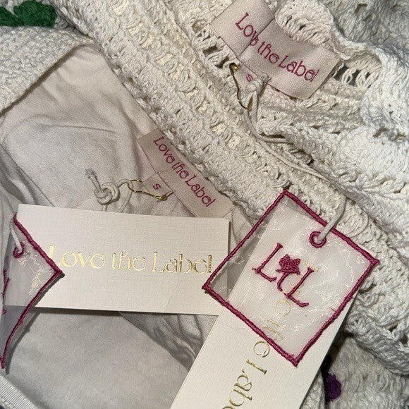 Tuckernuck Love the Label NEW Leighton Crochet Matching Set Ivory Floral Size S