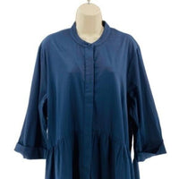 Tuckernuck NEW Navy Blue Royal Shirt Crepe Relaxed Fit Classic Mini Dress Size M