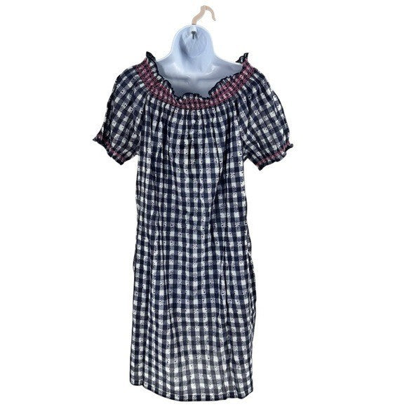Tuckernuck NEW Tnuck Beach Embroidered Blue Check Gingham Toulon Coverup Size L