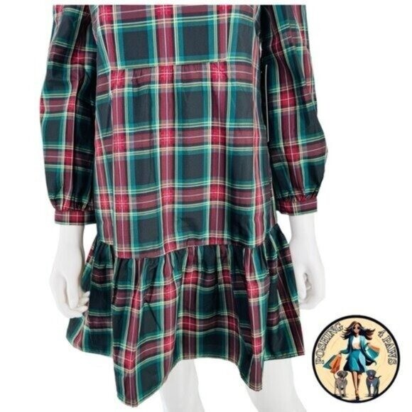 Tuckernuck Palmerston Tartan Plaid Drop Waist Long Sleeve Mini Dress Size XXL