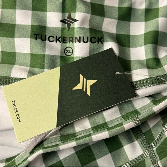 Tuckernuck NEW Sport Trellis Gingham Green White Biker Athletic 6" Short Size XL
