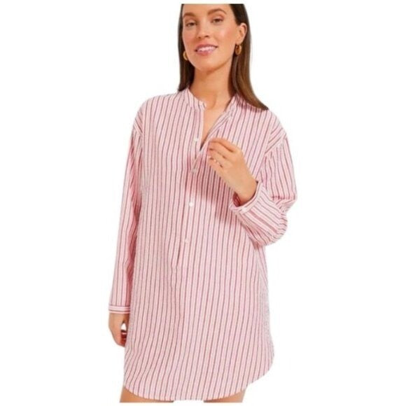 Tuckernuck NEW Strawberry Stripe Bodie Swim Beach Cover Up Button Down Dress M