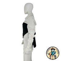 LOBA NEW Augstina Cropped Bow Preppy Button Up in Black and White Size XL