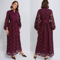 Tuckernuck NEW Merlot Lace Calliope Long Sleeve Chic Maxi Dress Size XL