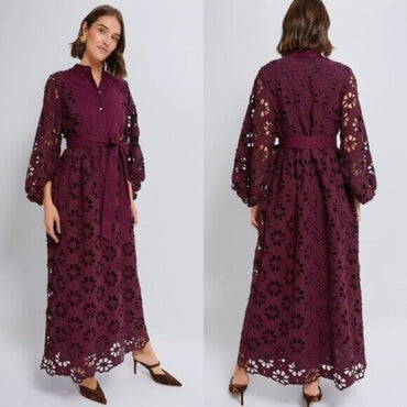 Tuckernuck NEW Merlot Lace Calliope Long Sleeve Chic Maxi Dress Size XL