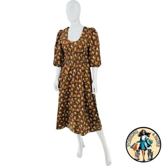 Tuckernuck NEW Rosewood Chintz Marlena Floral Brown Boho Midi Dress Size Small