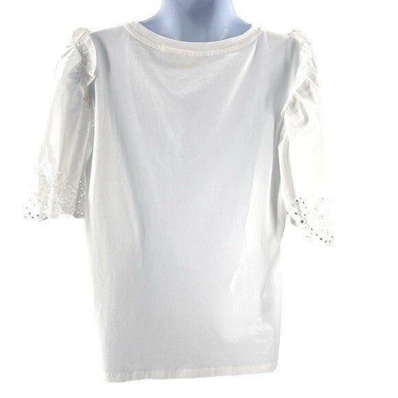 Hyacinth House | NEW White Eyelet Mollie Short Sleeve Blouse Size S