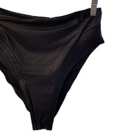 Devon Windsor Delilah Metallic Black High Waist Bikini Swim Bottom Size M NEW