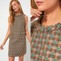 Tuckernuck NEW Neapolitan Tweed Sleeveless Retro Mod Jackie Mini Dress Size L