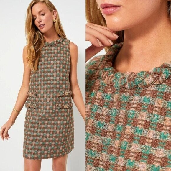 Tuckernuck NEW Neapolitan Tweed Sleeveless Retro Mod Jackie Mini Dress Size L