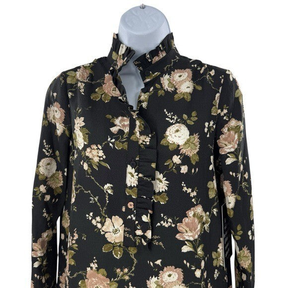 Tuckernuck NEW Midnight Garden Black Floral Drop Waist Tate Mini Dress Size XXS