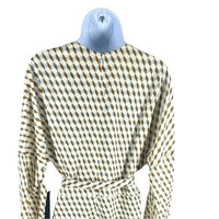 Tuckernuck NEW Tan Ocean Spray Geo Bex Long Sleeve Belted Midi Dress Size XS
