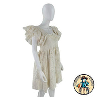 Lug Von Siga NEW Ivory Valery Eyelet Lace Square Neck Mini Dress Size 6