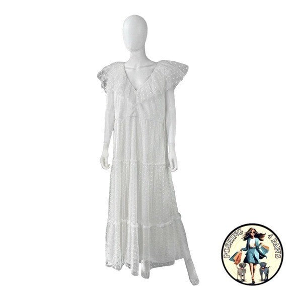 Tuckernuck | NEW White Onyx Tulle Giselle Formal Embroidered Maxi Gown Size S
