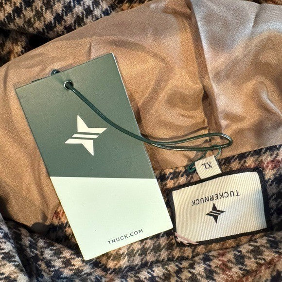 Tuckernuck NEW Brown Houndstooth Kensington Winter Wool Pea Coat Size XL