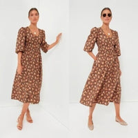 Tuckernuck NEW Rosewood Chintz Marlena Floral Brown Boho Midi Dress Size XXL