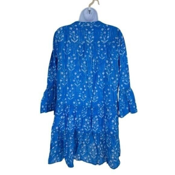 Juliet Dunn NEW Sapphire Small Flower Lurex Flared Sleeve Mini Dress Size L