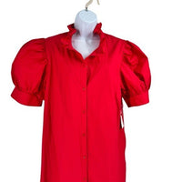Hyacinth House NEW Red Ruffle Collar Louisa Puff Sleeve Cotton Maxi Dress XXL