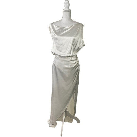 NONchalant Label | NEW Dinah One Shoulder Satin Formal Maxi Dress White Size XS