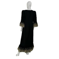 Pomander Place NEW Black Lillith Gold Lace Formal Maxi Dress Size L