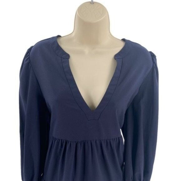 Pomander Place NEW Kenzo Crepe Relaxed Fit Tiered Mini Dress in Navy Size S