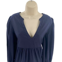 Pomander Place NEW Kenzo Crepe Relaxed Fit Tiered Mini Dress in Navy Size S