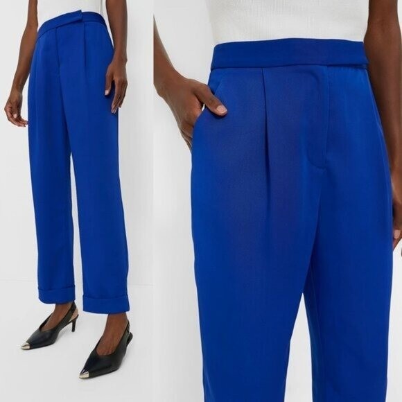Tuckernuck NEW Sapphire Blue Duncan Pleated Straight Leg Trouser Pant Size L