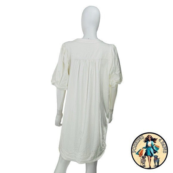 Pomander Place White Carly Henley Casual T Shirt Mini Dress Size XL