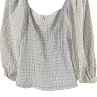 Pomander Place NEW White Textured Bonnie Gingham Puff Sleeve Blouse Size XS