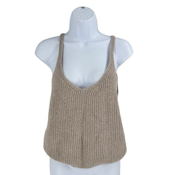 Alex Mill NEW Billie Sweater V Neck Casual Tank in Tan Oatmeal Size M
