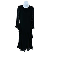 Tuckernuck NEW Black Sasha Long Sleeve Formal Ruffle Party Midi Dress Size XS