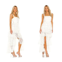 REVOLVE NBD Formal White Lace Love My Way Side Slit Maxi Dress Gown Size XXS