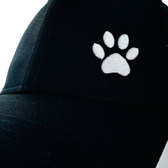 Poshing 4 Paws NEW Unisex Adjustable Paw Embroidered Baseball Cap in Black