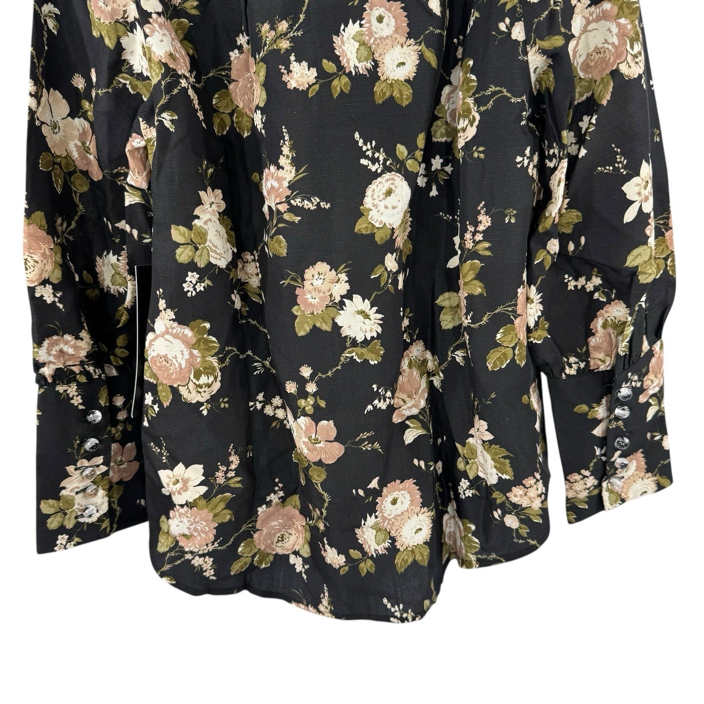 Tuckernuck NEW Midnight Garden Black Floral Collared Corrigan Blouse Top Size XS