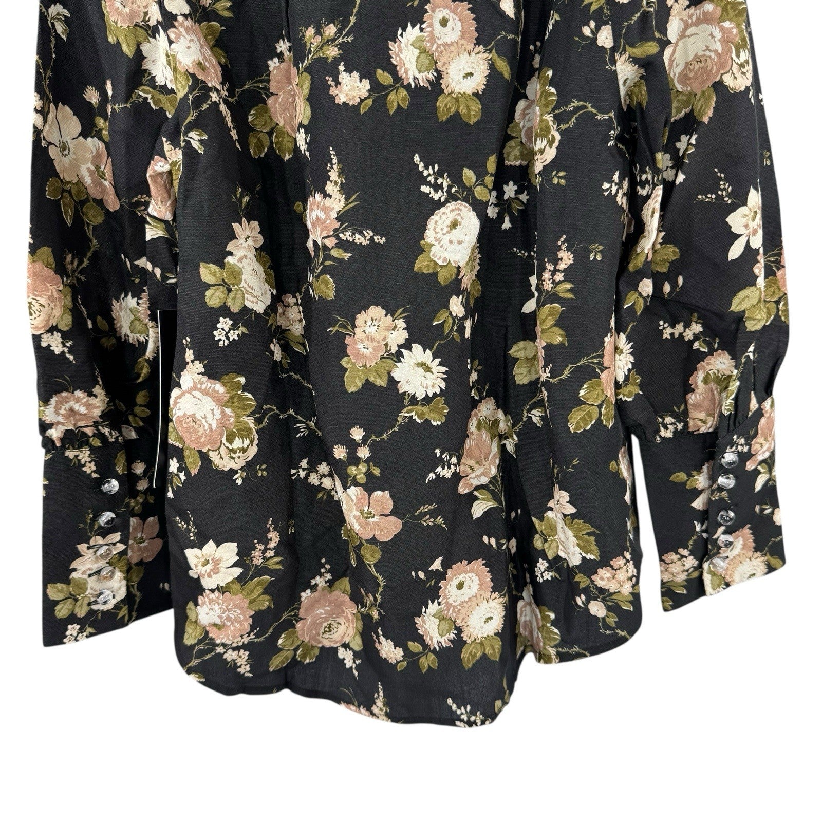 Tuckernuck NEW Midnight Garden Black Floral Collared Corrigan Blouse Top Size XS